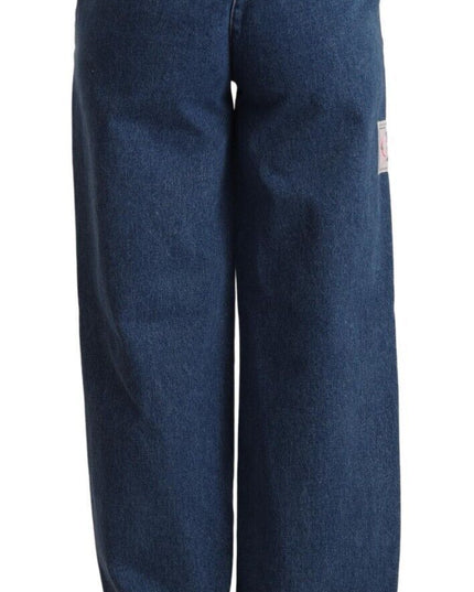 GCDS Blue Cotton High Waist Wide Leg Boot Cut Denim Jeans