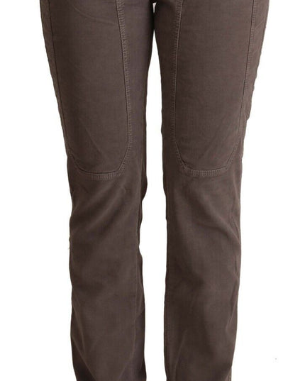 Jeckerson Brown Cotton Low Waist Iconic Patches Leg Denim Jeans