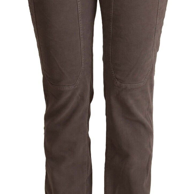 Jeckerson Brown Cotton Low Waist Iconic Patches Leg Denim Jeans