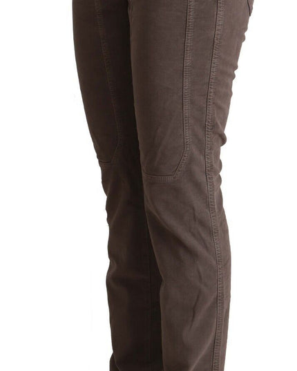 Jeckerson Brown Cotton Low Waist Iconic Patches Leg Denim Jeans