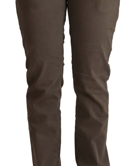 CYCLE Brown Cotton Low Waist Skinny Casual Jeans