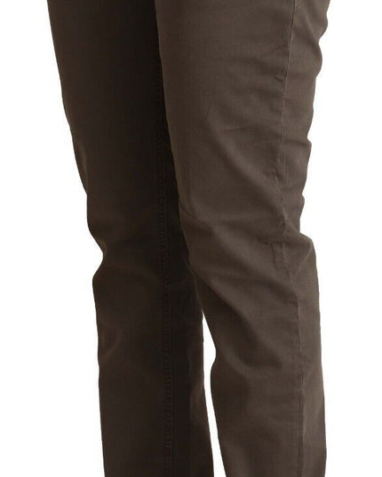 CYCLE Brown Cotton Low Waist Skinny Casual Jeans