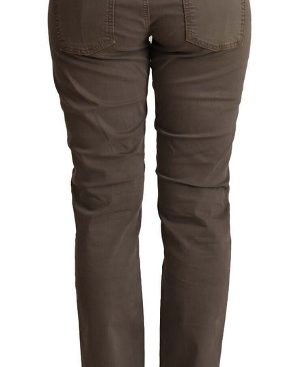 CYCLE Brown Cotton Low Waist Skinny Casual Jeans