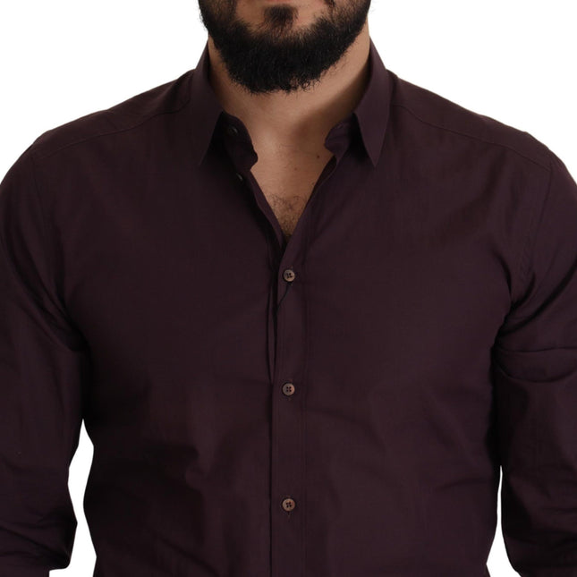 Dolce & Gabbana Purple Cotton GOLD Slim Fit Dress Shirt