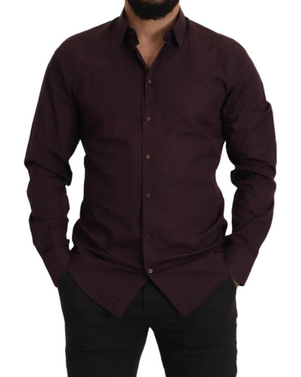 Dolce & Gabbana Purple Cotton GOLD Slim Fit Dress Shirt