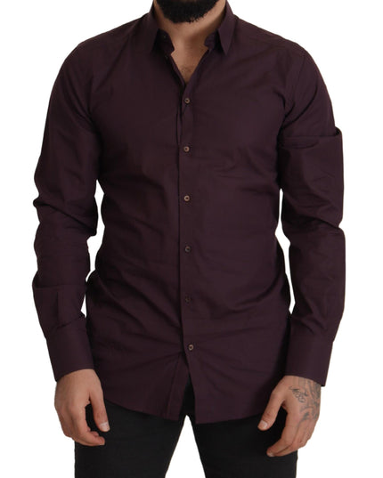Dolce & Gabbana Purple Cotton GOLD Slim Fit Dress Shirt
