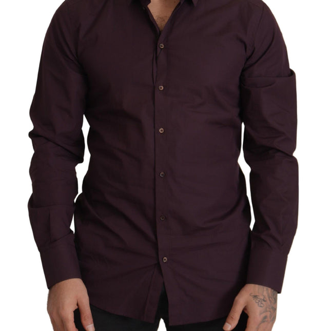 Dolce & Gabbana Purple Cotton GOLD Slim Fit Dress Shirt