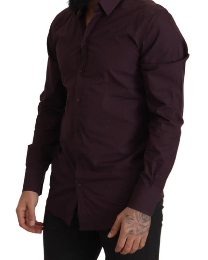 Dolce & Gabbana Purple Cotton GOLD Slim Fit Dress Shirt