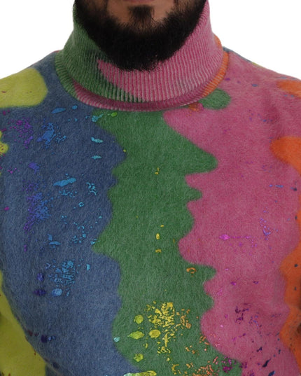 Dolce & Gabbana Multicolor Turtleneck Pullover Mohair Sweater
