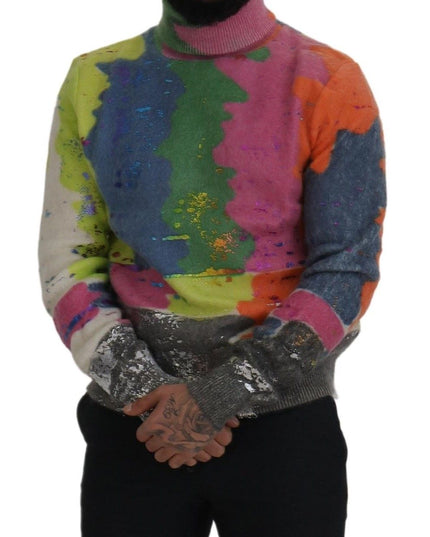 Dolce & Gabbana Multicolor Turtleneck Pullover Mohair Sweater