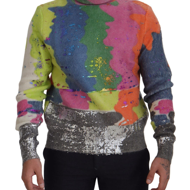 Dolce & Gabbana Multicolor Turtleneck Pullover Mohair Sweater