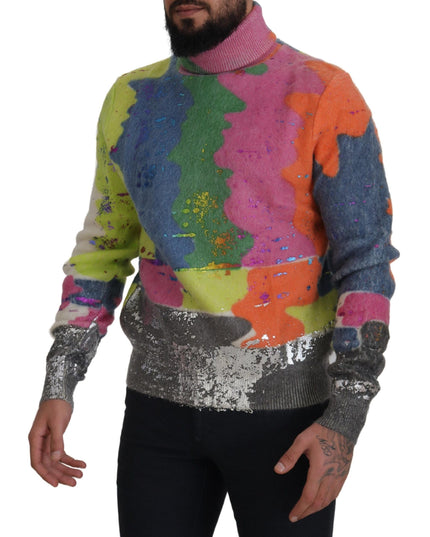 Dolce & Gabbana Multicolor Turtleneck Pullover Mohair Sweater