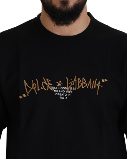 Dolce & Gabbana Black Logo Cotton Crewneck T-shirt