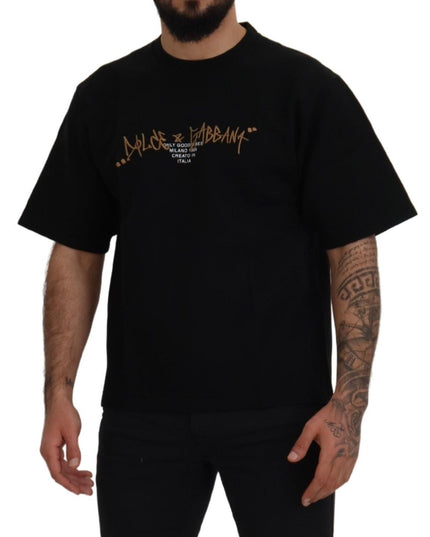 Dolce & Gabbana Black Logo Cotton Crewneck T-shirt