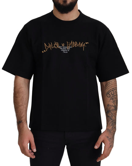 Dolce & Gabbana Black Logo Cotton Crewneck T-shirt