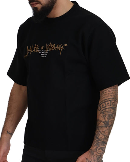 Dolce & Gabbana Black Logo Cotton Crewneck T-shirt