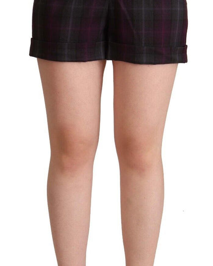 BENCIVENGA Multicolor Checkered Mid Waist Folded Hem Shorts