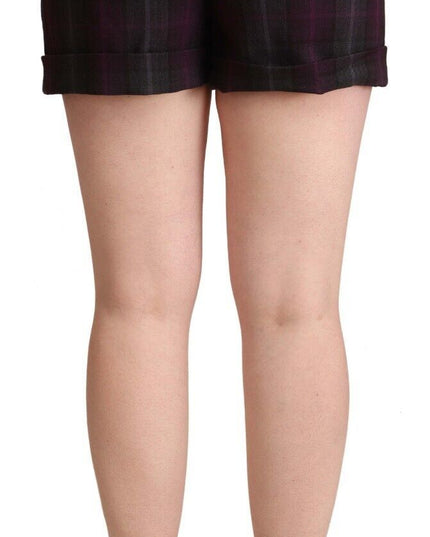 BENCIVENGA Multicolor Checkered Mid Waist Folded Hem Shorts