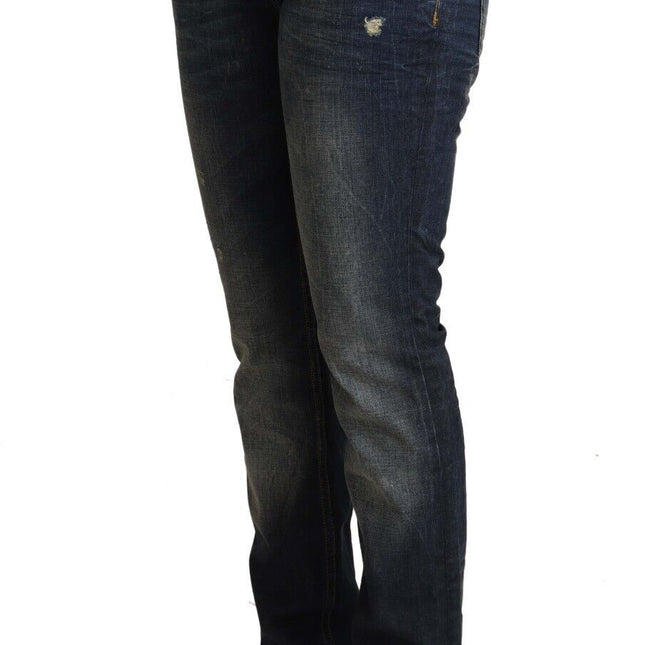 Acht Blue Washed Cotton Low Waist Skinny Denim Jeans