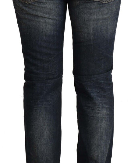 Acht Blue Washed Cotton Low Waist Skinny Denim Jeans