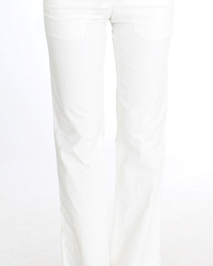 Ermanno Scervino White Striped Straight Fit Pants