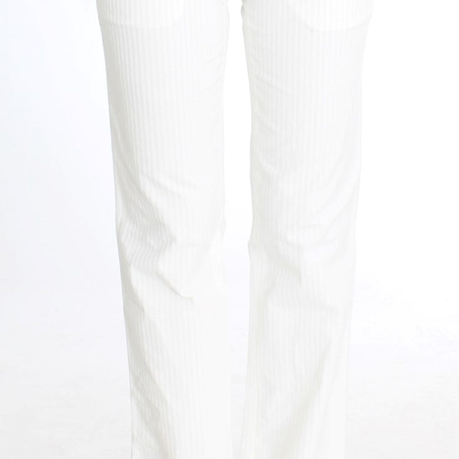 Ermanno Scervino White Striped Straight Fit Pants