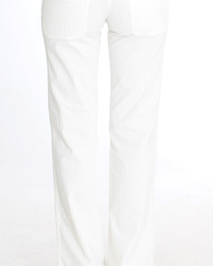Ermanno Scervino White Striped Straight Fit Pants