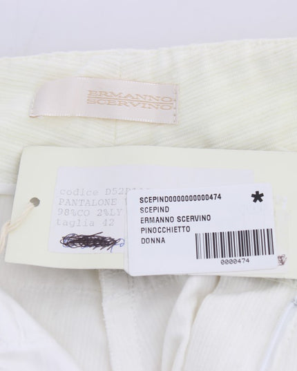 Ermanno Scervino White Striped Straight Fit Pants