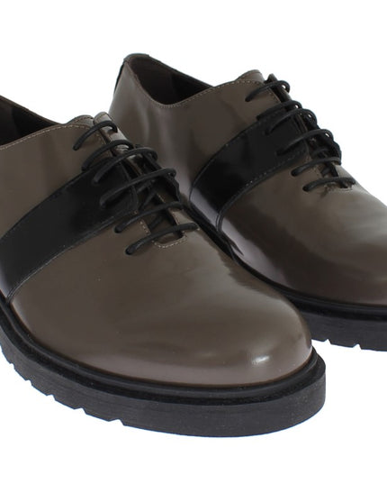 AI_ Gray Brown Leather Laceups Shoes