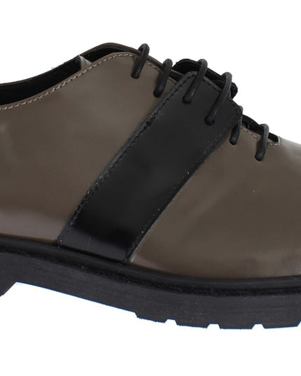 AI_ Gray Brown Leather Laceups Shoes