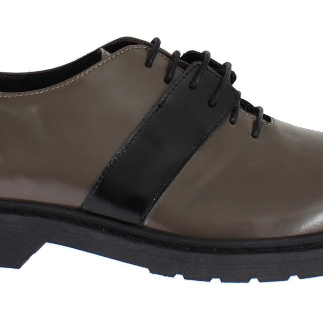 AI_ Gray Brown Leather Laceups Shoes