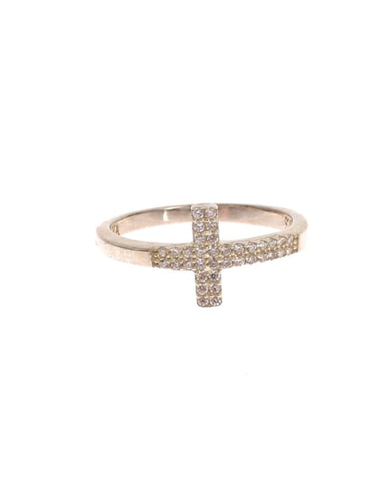 Nialaya Silver CZ Cross 925 Ring