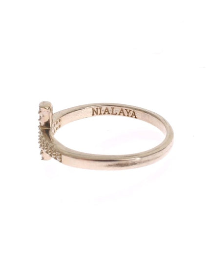 Nialaya Silver CZ Cross 925 Ring
