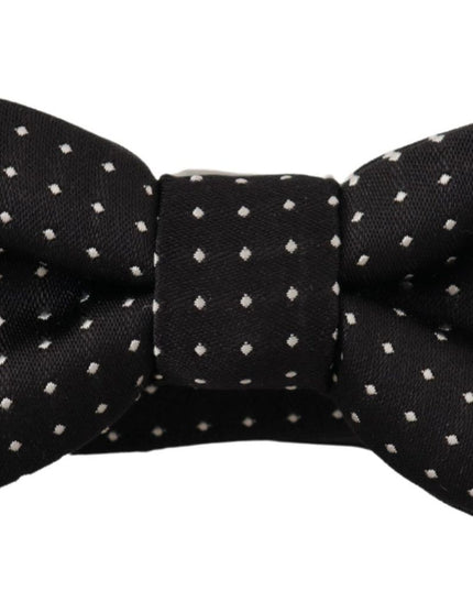 Dolce & Gabbana Black White Polka Dot Adjustable Neck Papillon Bow Tie