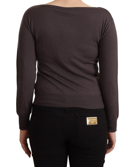 John Galliano Brown Wool Sequined Long Sleeves Pullover Sweater