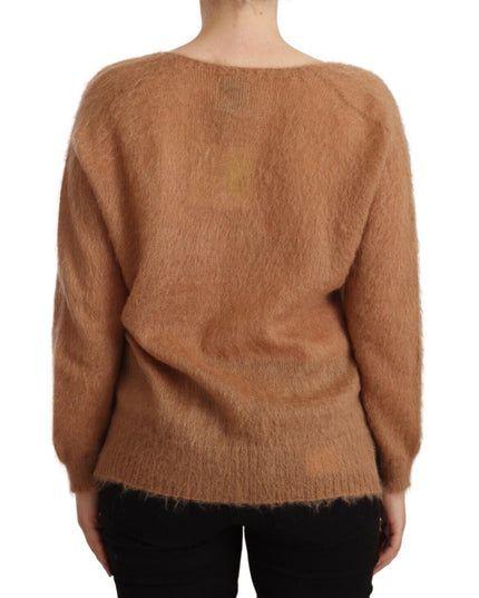 PINK MEMORIES Brown Cardigan V-Neck Long Sleeve Sweater