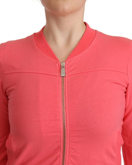 Blumarine Pink 3/4 Sleeve Zip Embellished Sweater