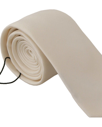 Dolce & Gabbana Off-White 100% Silk Slim Adjustable  Accessory Necktie