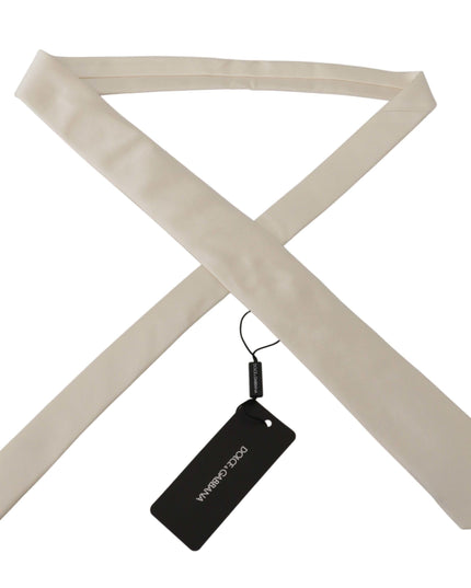 Dolce & Gabbana Off-White 100% Silk Slim Adjustable  Accessory Necktie