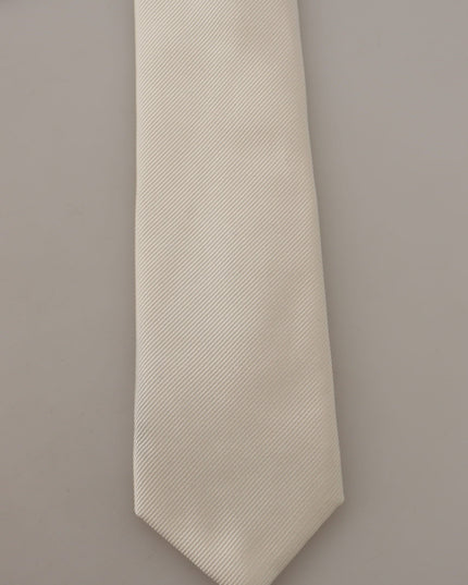 Dolce & Gabbana Off-White 100% Silk Slim Adjustable  Accessory Necktie