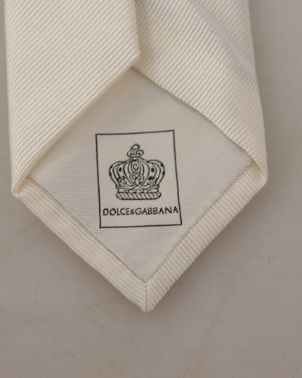 Dolce & Gabbana Off-White 100% Silk Slim Adjustable  Accessory Necktie