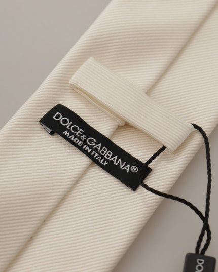 Dolce & Gabbana Off-White 100% Silk Slim Adjustable  Accessory Necktie
