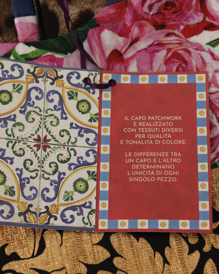 Dolce & Gabbana Multicolor Pachwork Floral Sheath Jaquard Mini Gown Dress