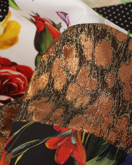 Dolce & Gabbana Multicolor Pachwork Floral Sheath Jaquard Mini Gown Dress