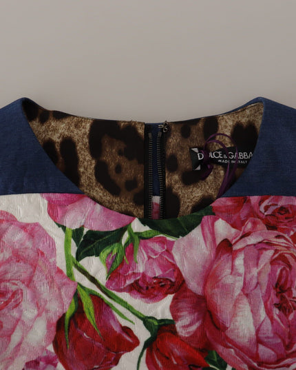 Dolce & Gabbana Multicolor Pachwork Floral Sheath Jaquard Mini Gown Dress