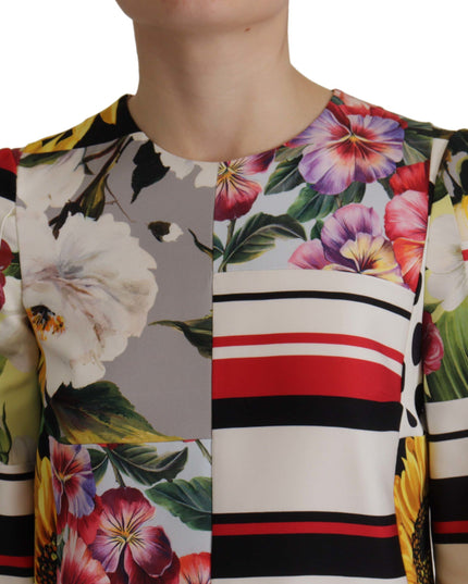 Dolce & Gabbana Multicolor Charmeuse Floral Sheath Jaquard Pachwork Dress