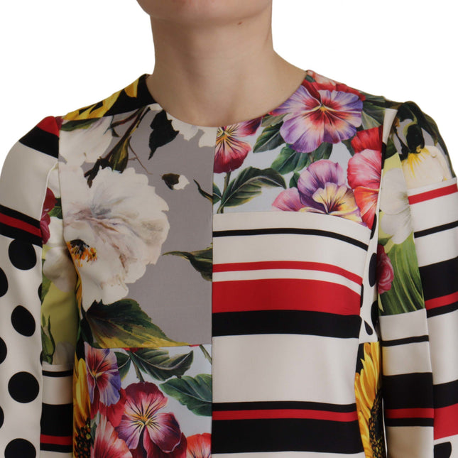 Dolce & Gabbana Multicolor Charmeuse Floral Sheath Jaquard Pachwork Dress