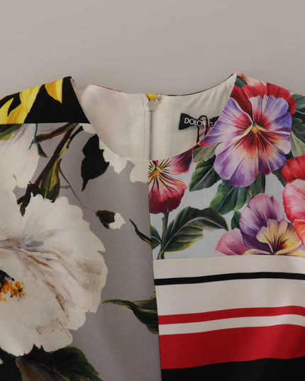 Dolce & Gabbana Multicolor Charmeuse Floral Sheath Jaquard Pachwork Dress