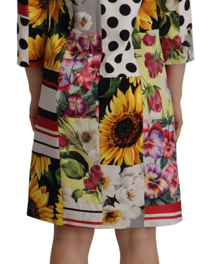 Dolce & Gabbana Multicolor Charmeuse Floral Sheath Jaquard Pachwork Dress