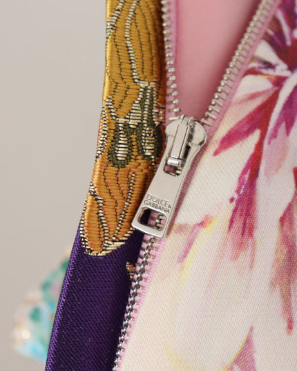 Dolce & Gabbana Dress Midi Patchwork Floral Jaquard Silk